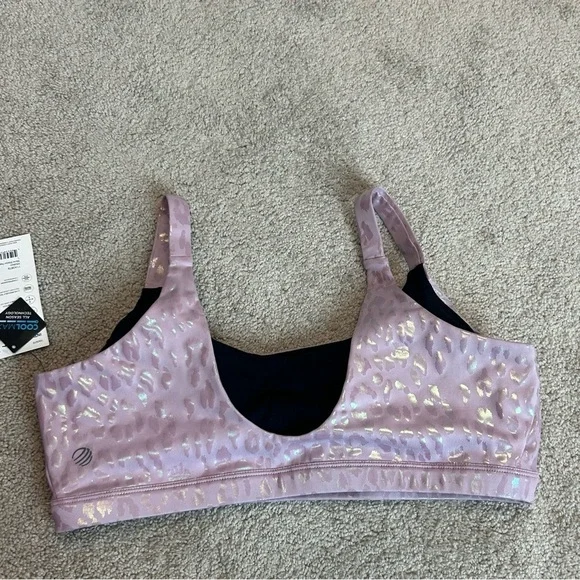 MPG Intuition mauve shadow pearl leopard cheetah sports bra Sz L NWT - Picture 4 of 8